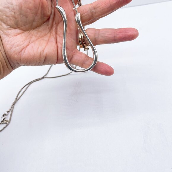 Silpada 925 Sterling Silver Tubular Horseshoe Pendent on Long Snake Chain Neckla - Picture 8 of 12